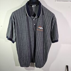 Vintage 90's Dynasty NFL Denver Broncos Blue/Grey Embroidered Polo Shirt!